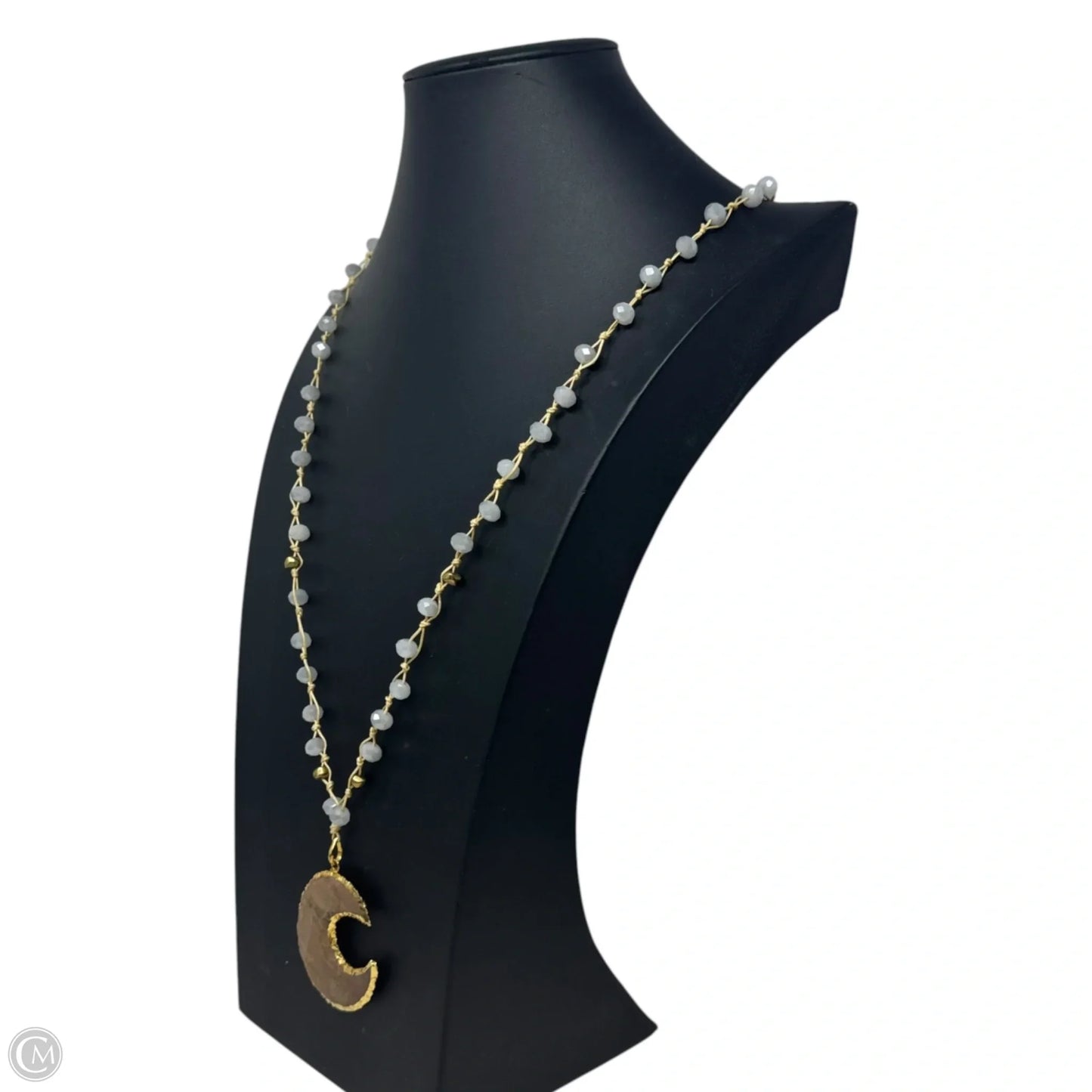 Crescent Moon Beaded Long Statement Necklace