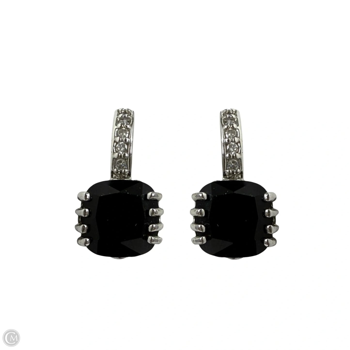 Square Black & Clear Drop Earrings