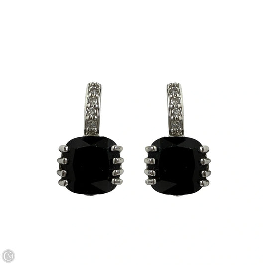 Square Black & Clear Drop Earrings