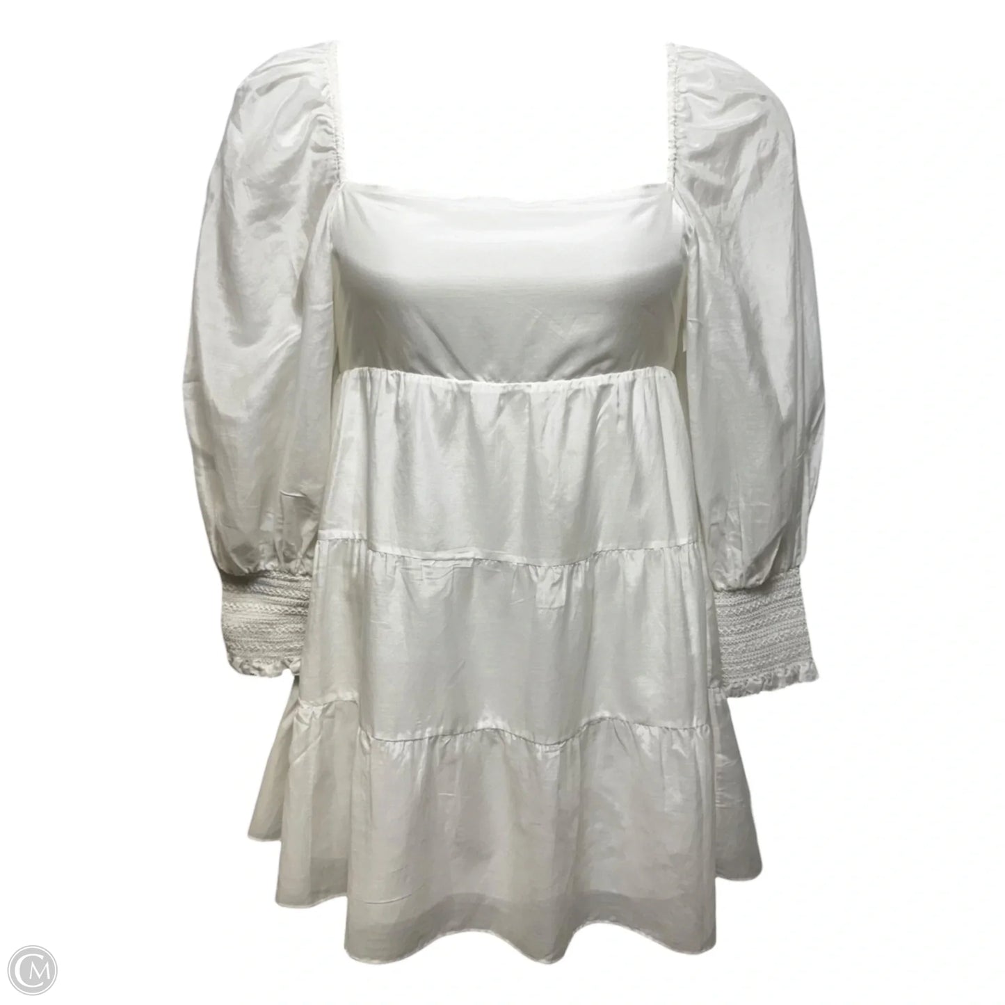 Rowen Tie Back Silk & Cotton Dress Designer By Alice + Olivia In White, Size: L