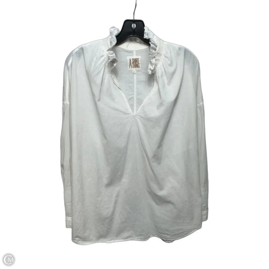 Top Long Sleeve By A Shirt Thing In White, Size: M