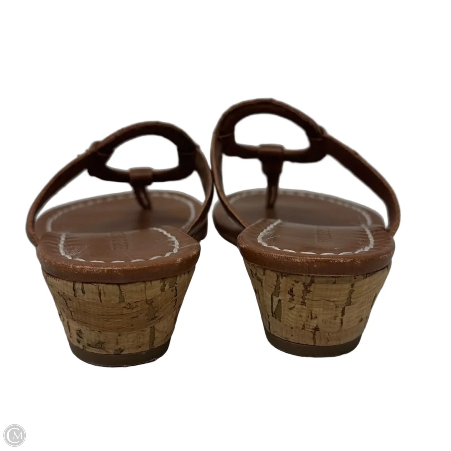 Leather Wedge Sandals Flip Flops By Bernardo In Tan, Size: 8