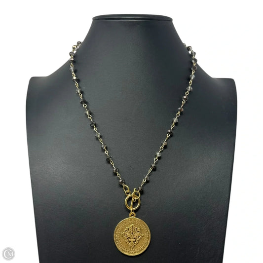 Fleur de Lis Reversible Coin Rosary Chain Beaded Necklace