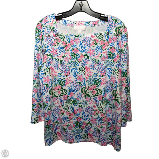 Athletic Top Long Sleeve Crewneck By Stella Parker In Floral Print, Size: M