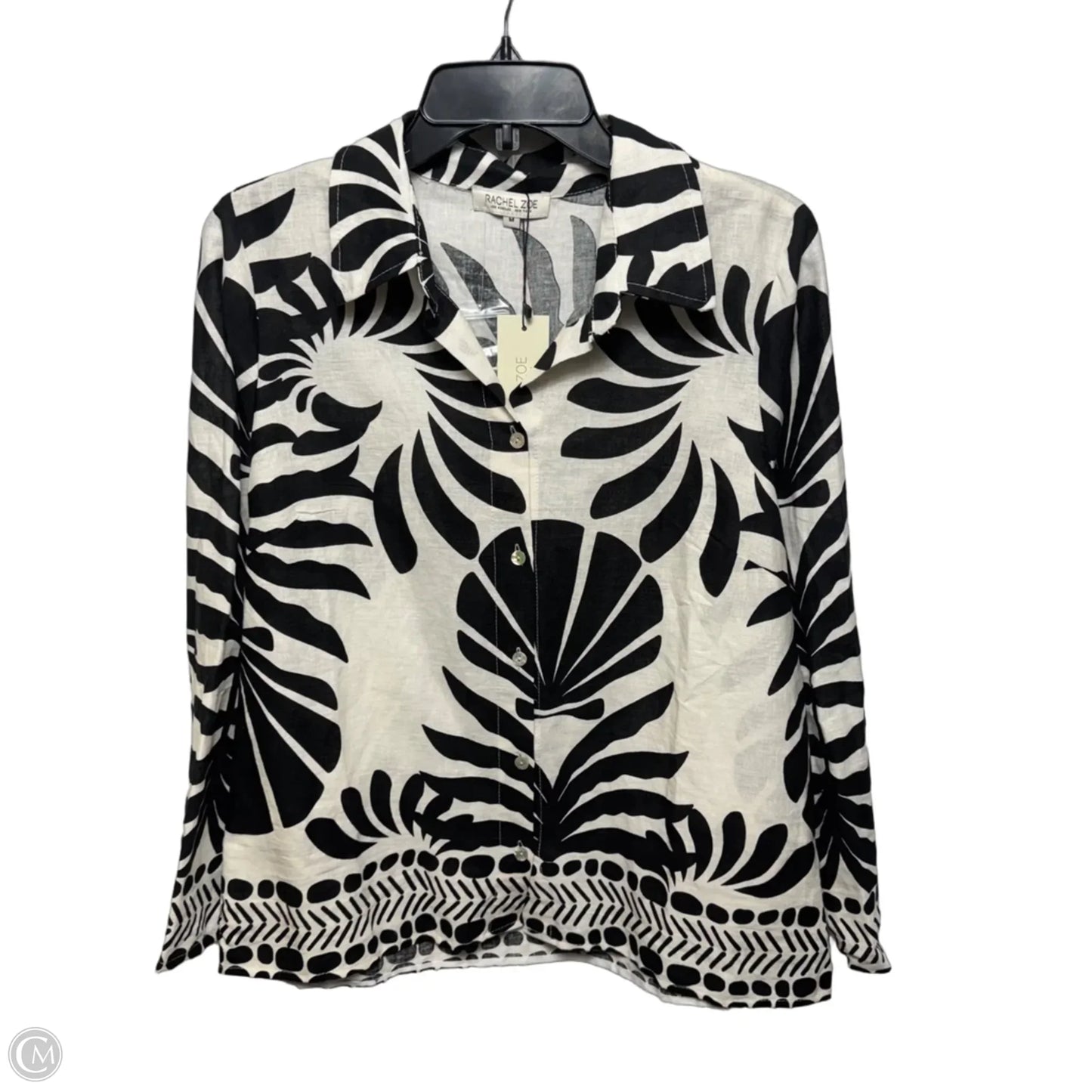 Top Long Sleeve By Rachel Zoe In Black & Cream, Size: M