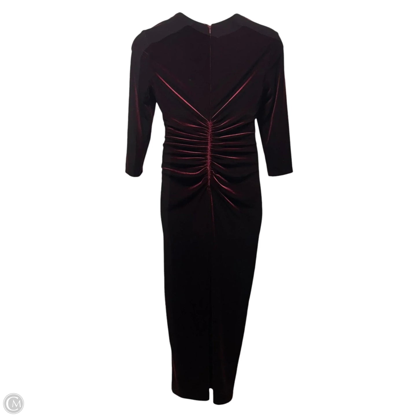Velvet Ruched Dress Designer By Xscape In Red, Size: 12