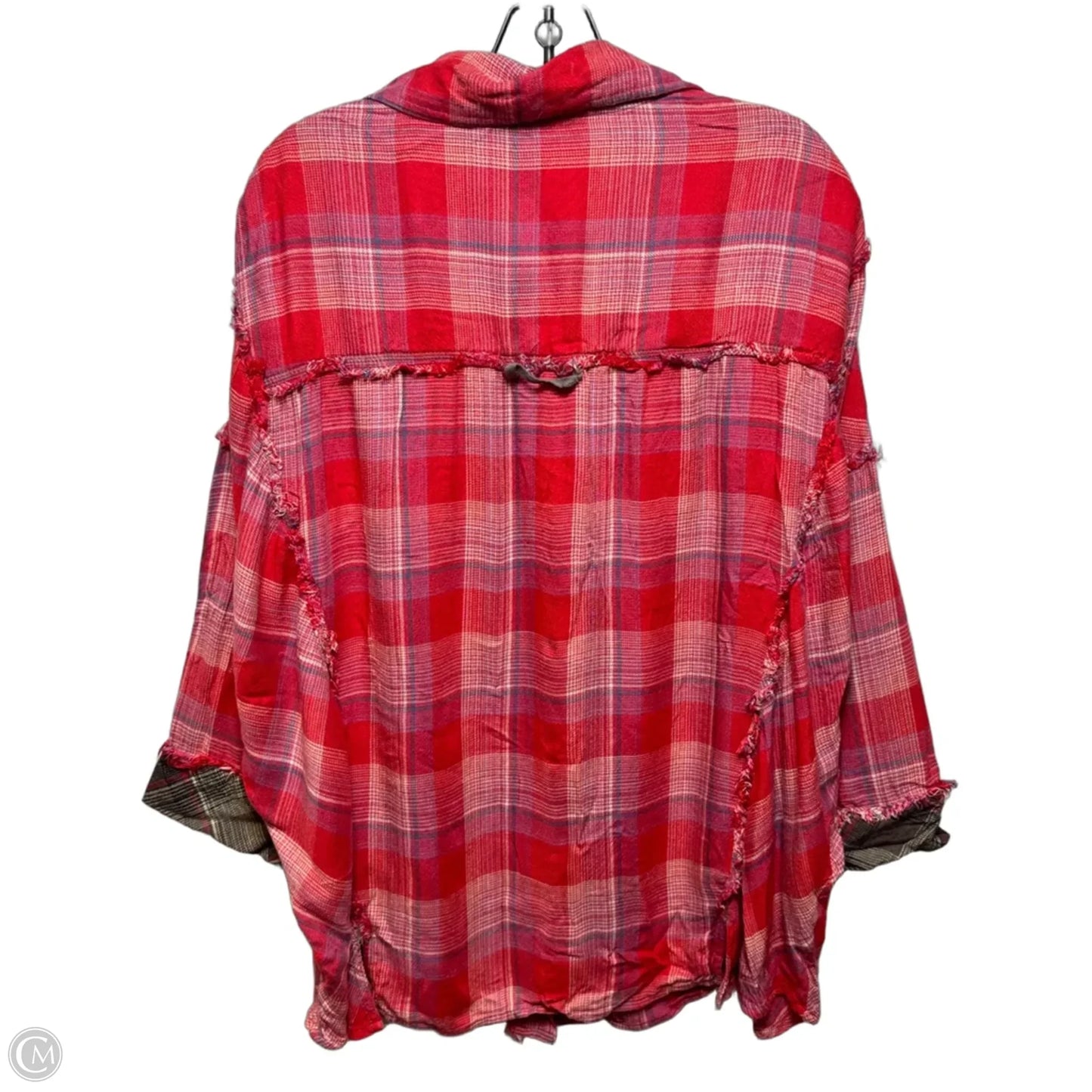 Top 3/4 Sleeve By Free People In Plaid Pattern, Size: Xs