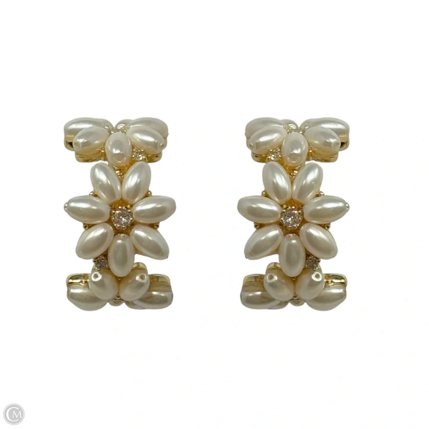 Floral Faux Pearl Hoop Earrings