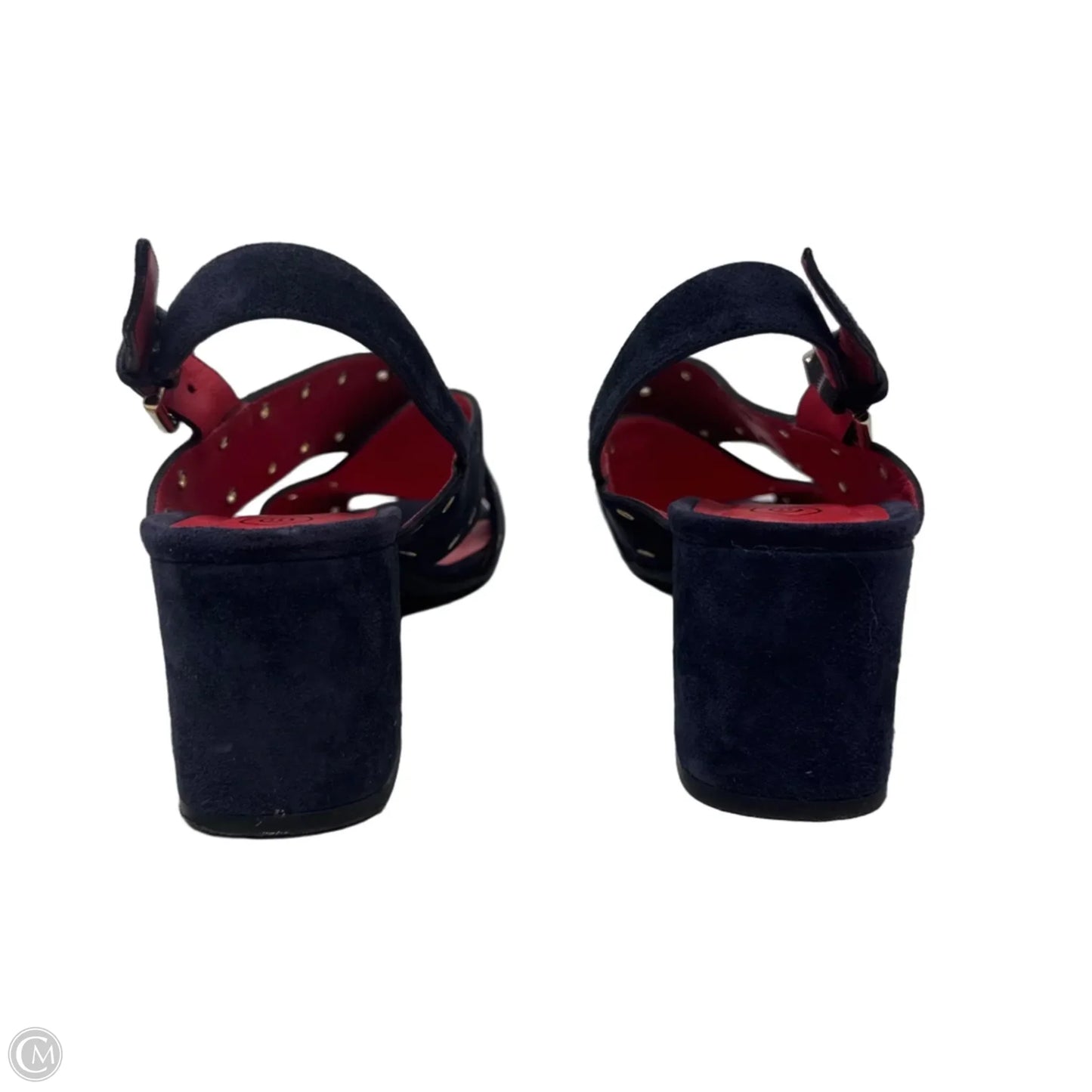 Fleur Suede Grommet Sandals By Pas de Rouge In Navy, Size: 8 (It 38)
