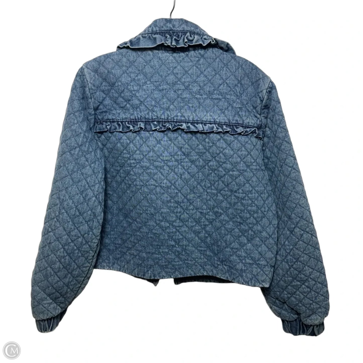 The Maura Bow-Tie Denim Jacket By Avec Les Filles In Blue Denim, Size: M