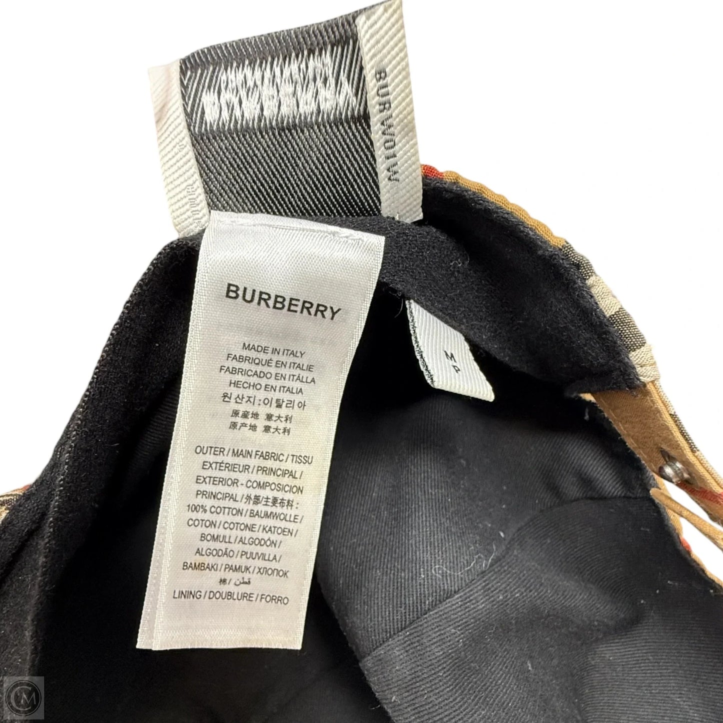 Vintage Check Cotton Monogram Baseball Cap Luxury Designer By Burberry