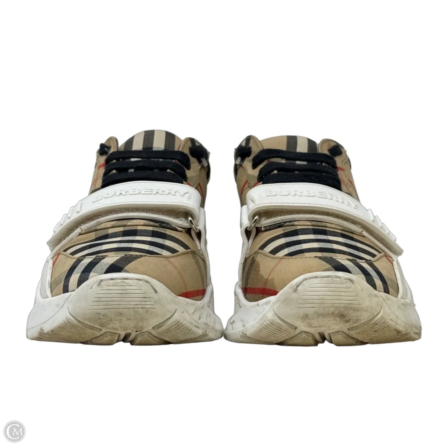 Regis Check Logo Sneakers Luxury Designer By Burberry In Plaid Pattern, Size: 8.5