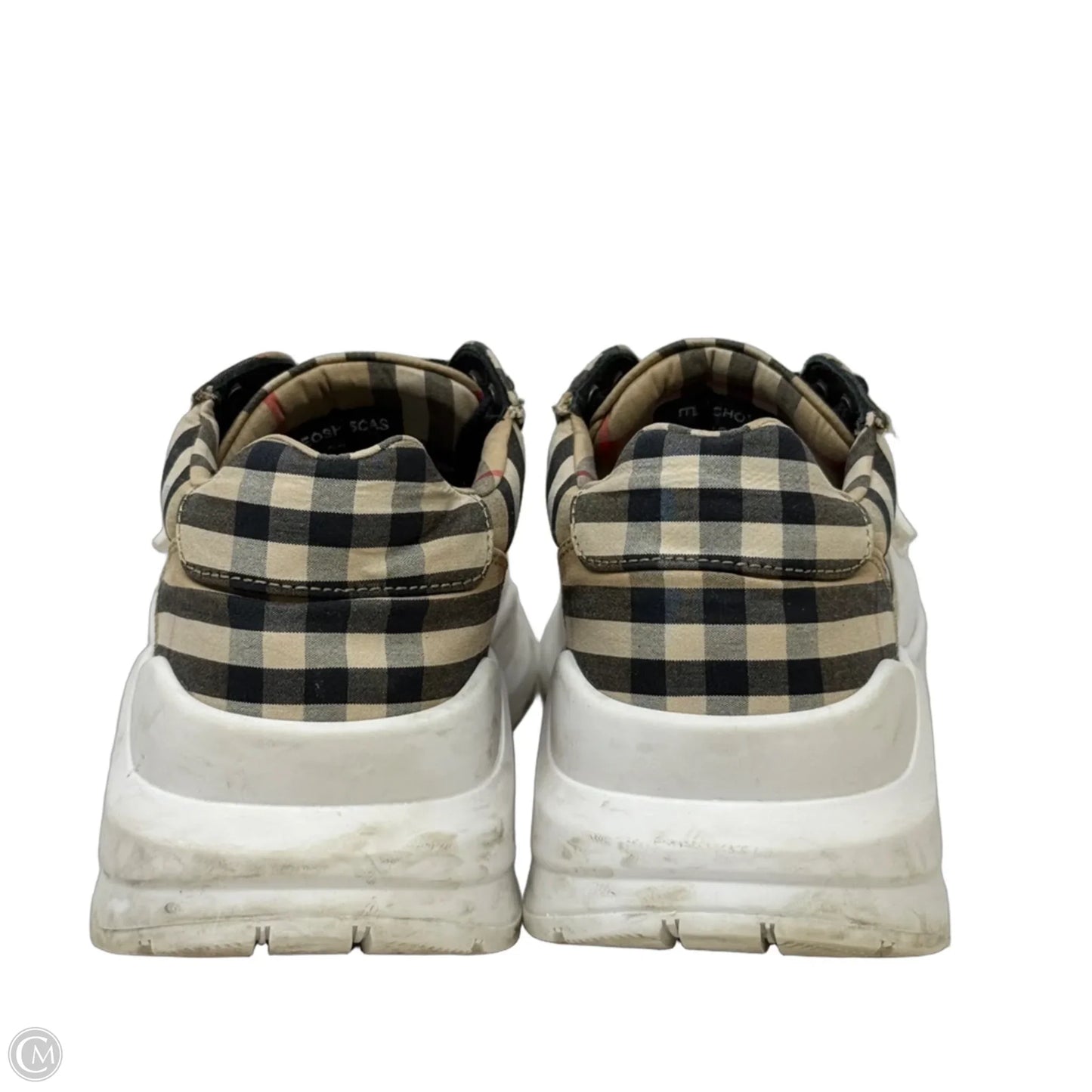 Regis Check Logo Sneakers Luxury Designer By Burberry In Plaid Pattern, Size: 8.5