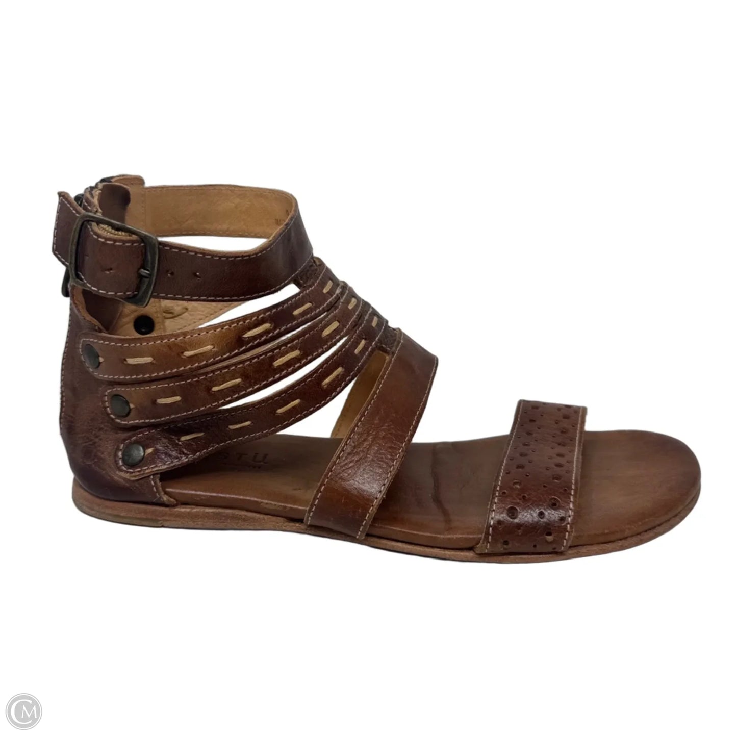 Gladiator Sandals Flats By Bed Stu In Brown, Size: 9.5