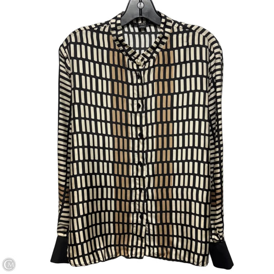 Silk Top Long Sleeve By Seventy In Geometric Pattern, Size: 14 (46)