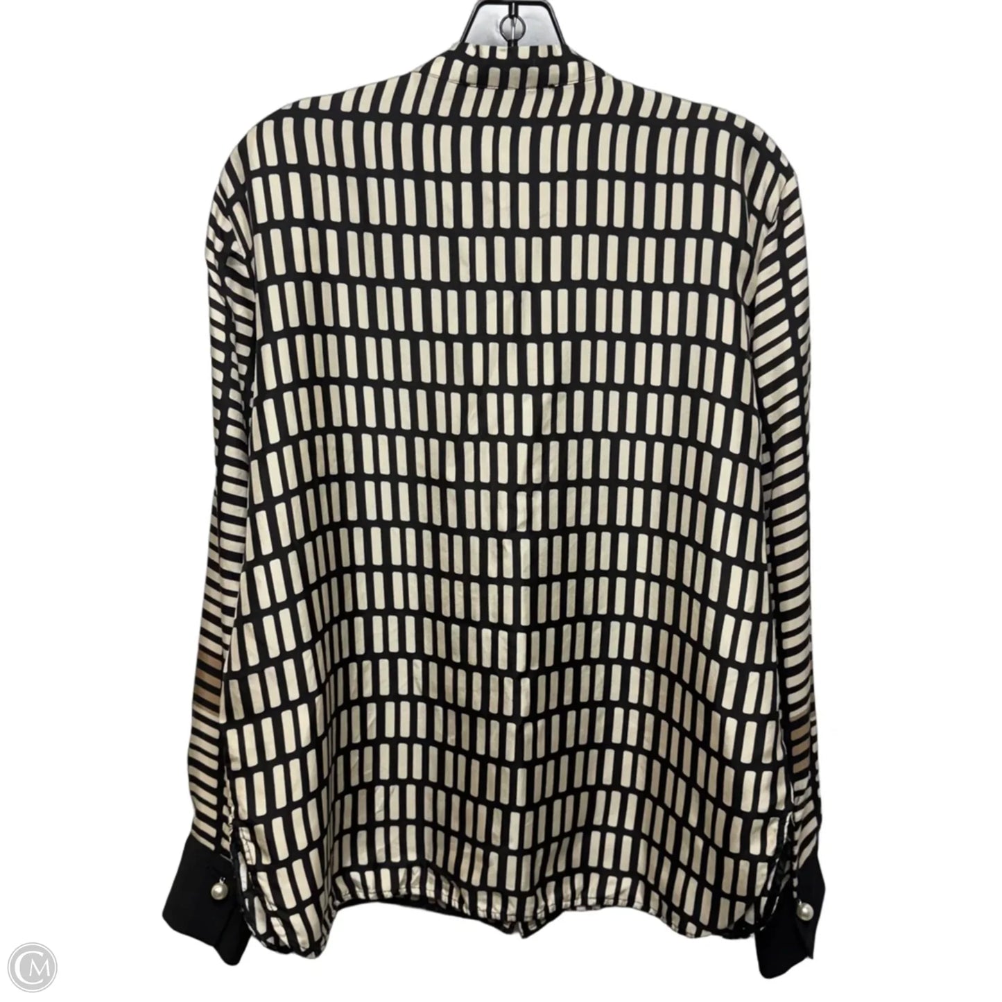 Silk Top Long Sleeve By Seventy In Geometric Pattern, Size: 14 (46)