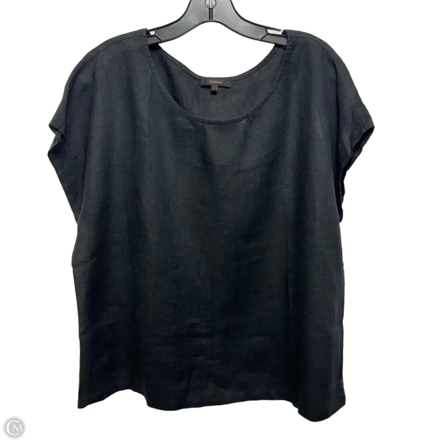 Linen Top Short Sleeve By Quince In Black, Size: L