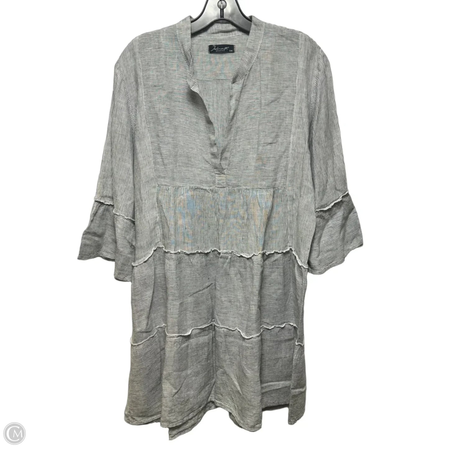 Linen Dress Casual Short By John P In Striped Pattern, Size: M
