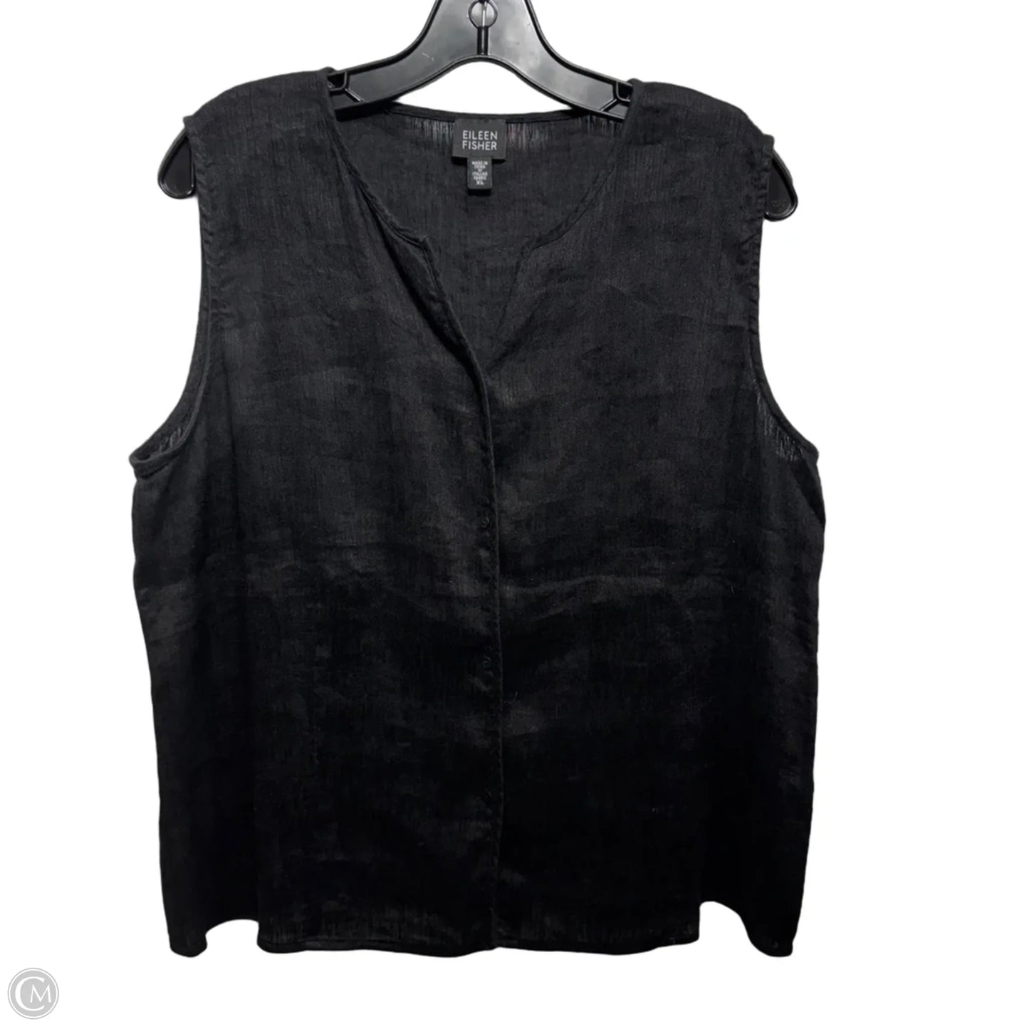 Linen Blend Top Sleeveless By Eileen Fisher In Black, Size: Xl