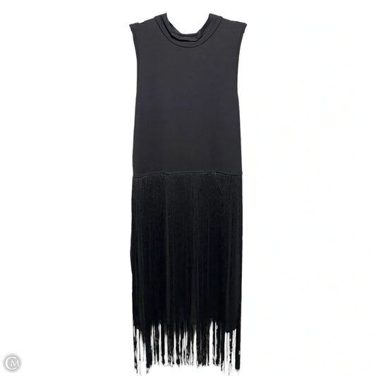Fringe Trim Mock Neck Sleeveless  Dress Casual Midi By Clothes Mentor In Black, Size: Xl
