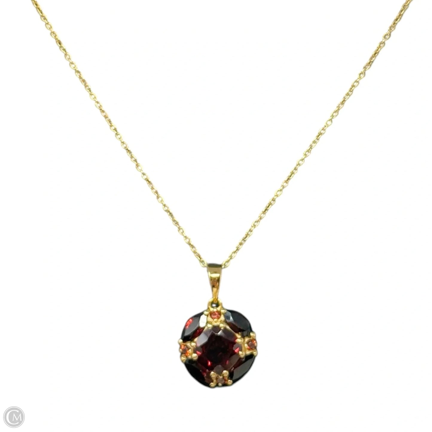 Brass & Garnet Pendant Necklace