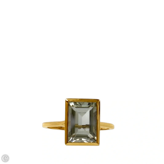 Brass & Green Stone Statement Ring, Size: 8