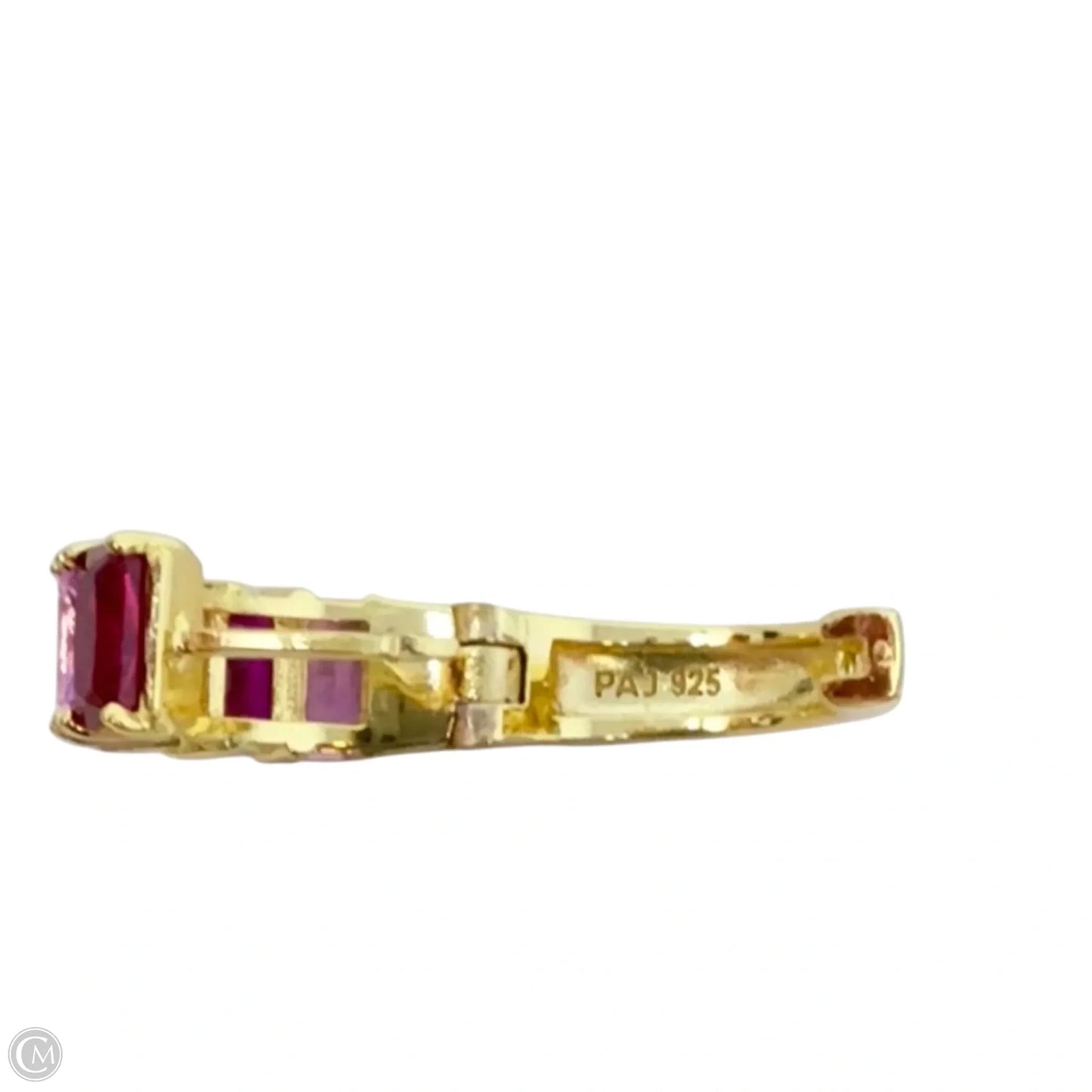 Gold Over Sterling Silver & Pink Crystal Hinged Huggie Hoop Earrings By PAJ