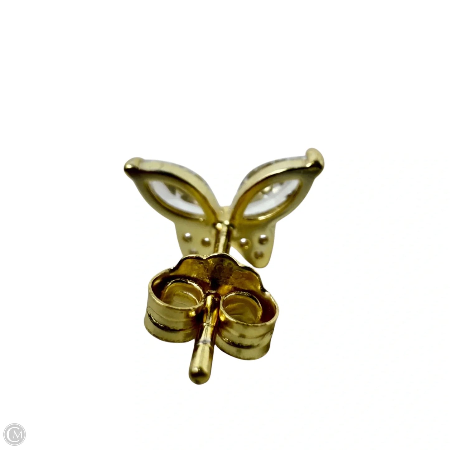 Gold Over Sterling Silver & Crystal Butterfly Stud Earrings