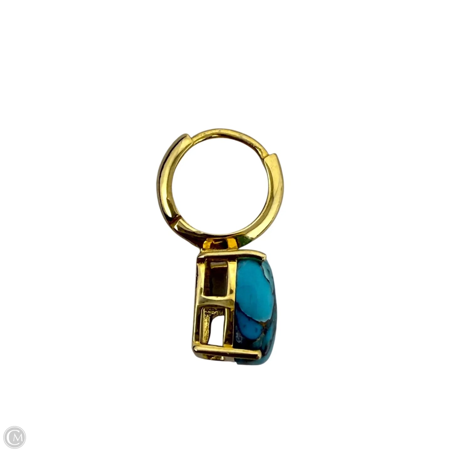 Gold Over Sterling Silver & Copper Turquoise Huggie Hoop Drop Earrings By YS India