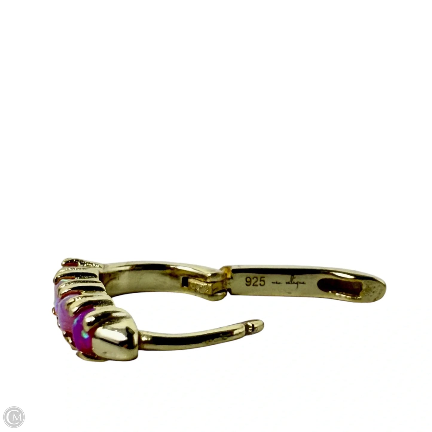 Gold Over Sterling Silver & Iridescent Crystal Hinged Huggie Hoop Earrings By Mea Reliquae