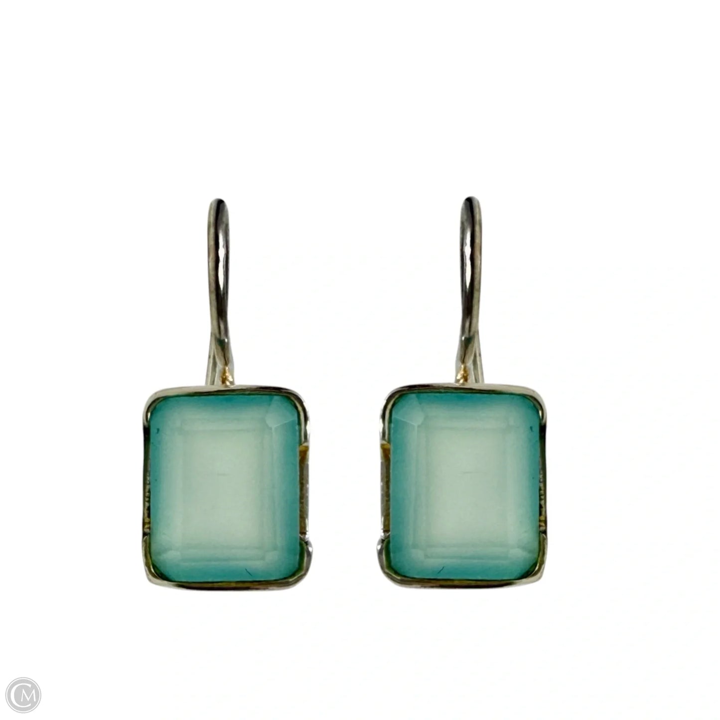 Sterling Silver & Aqua Chalcedony Drop Earrings By YS India