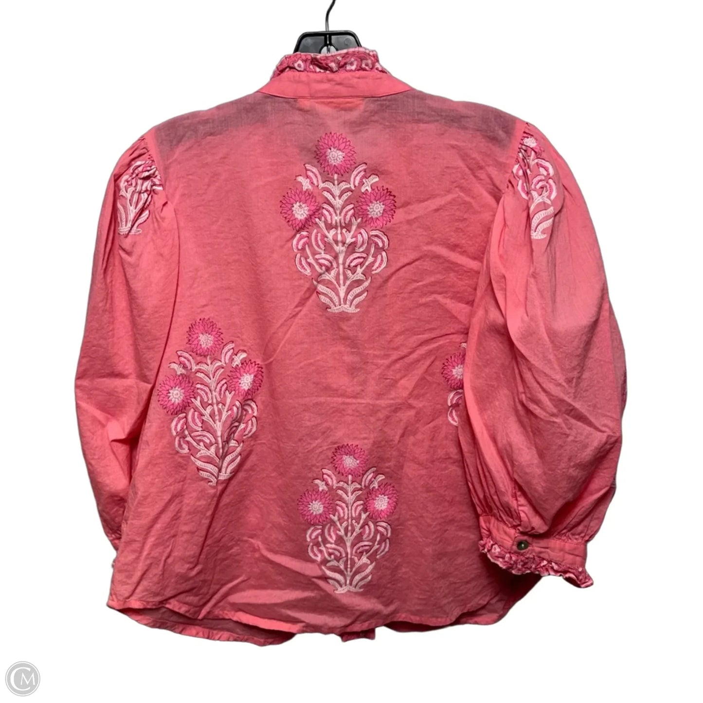 Ruffle Front Blouse By Oliphant In Pink, Size: M