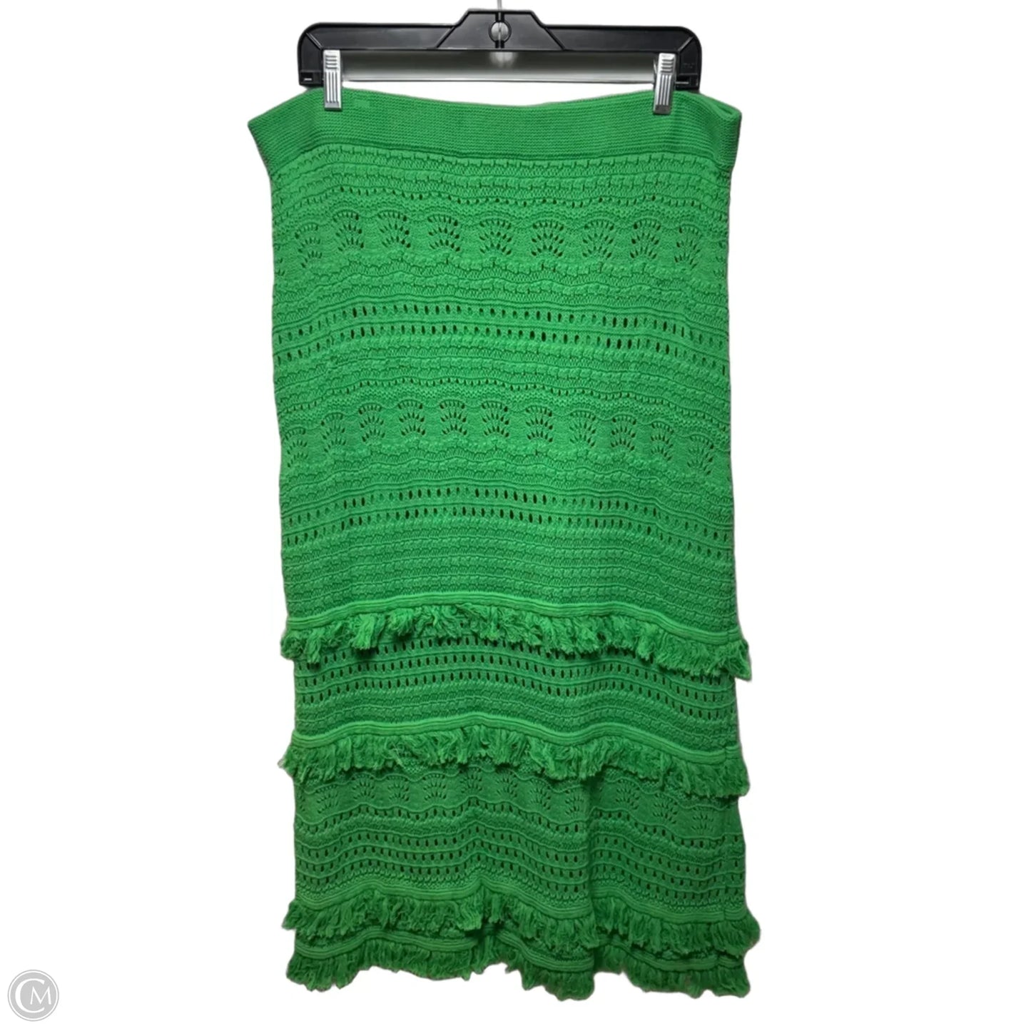 Fringe Knit Skirt Midi By Boden In Green, Size: Xl
