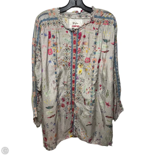Embroidered Tunic Long Sleeve By Johnny Was In Multi-colored, Size: Xl