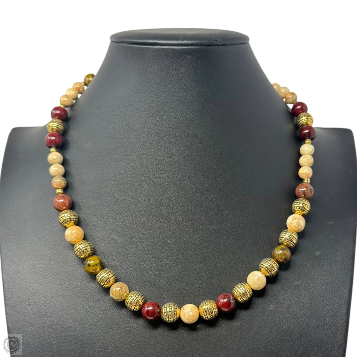 Faux Stone & Gold Bead Necklace