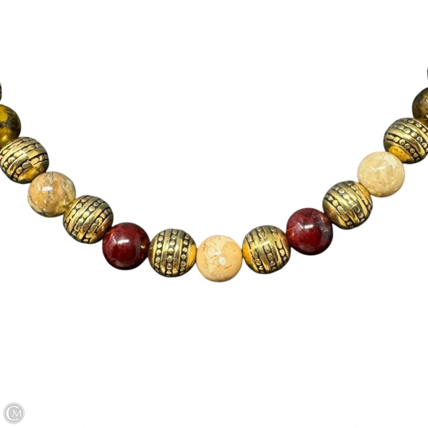Faux Stone & Gold Bead Necklace