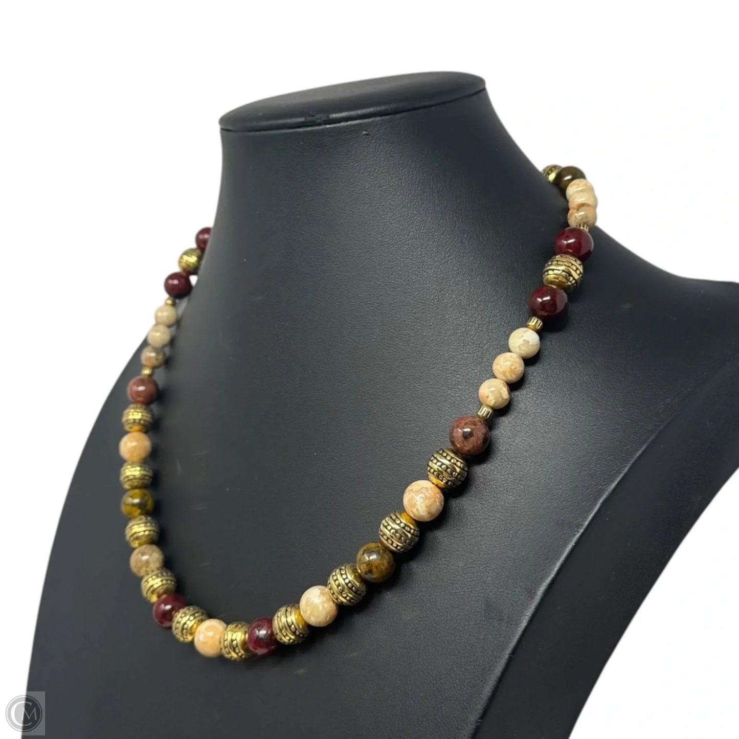 Faux Stone & Gold Bead Necklace