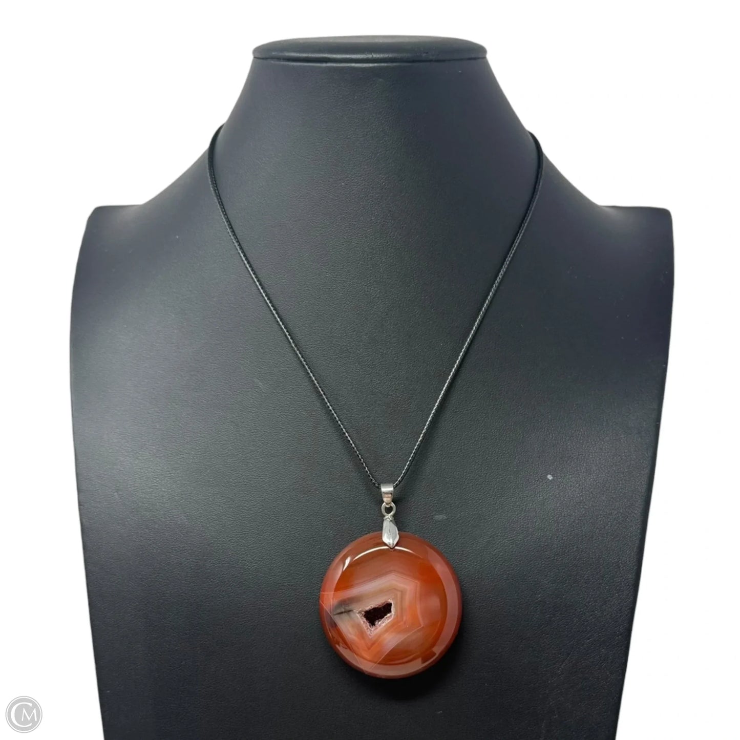 Red Stone Pendant on Braided Cord Necklace