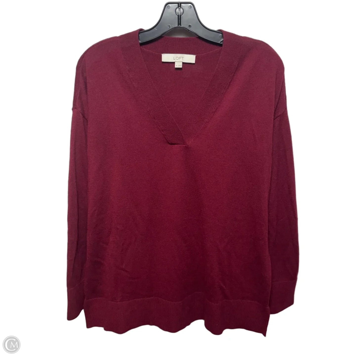 V-Neck Sweater By Loft In Red, Size: M