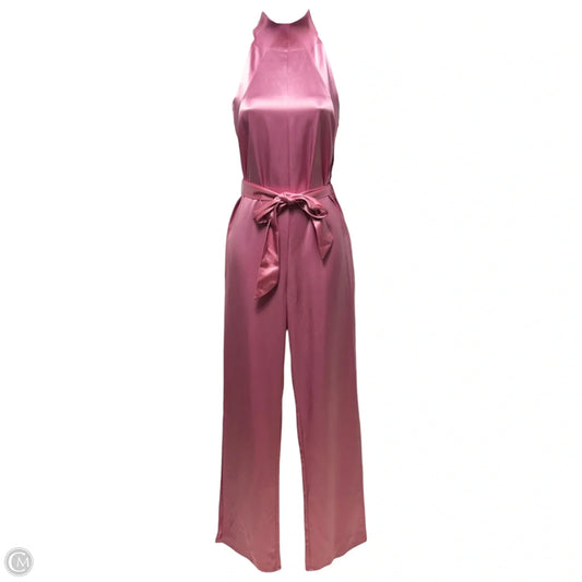 Silky Halter Jumpsuit By Something Navy In Pink, Size: Xs