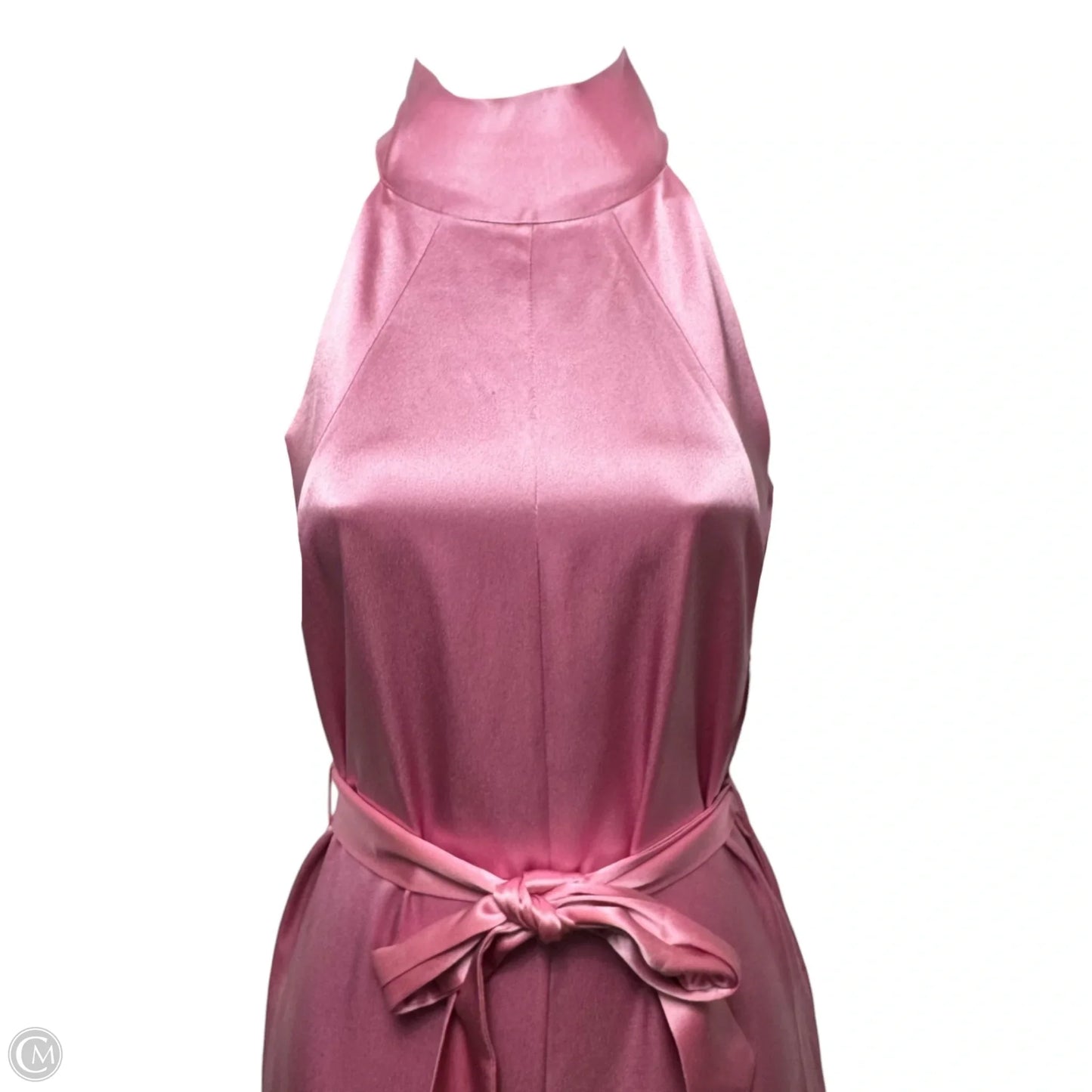 Silky Halter Jumpsuit By Something Navy In Pink, Size: Xs