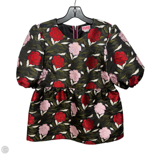 Jacquard Top Short Sleeve Designer By Kate Spade In Floral Print, Size: 10