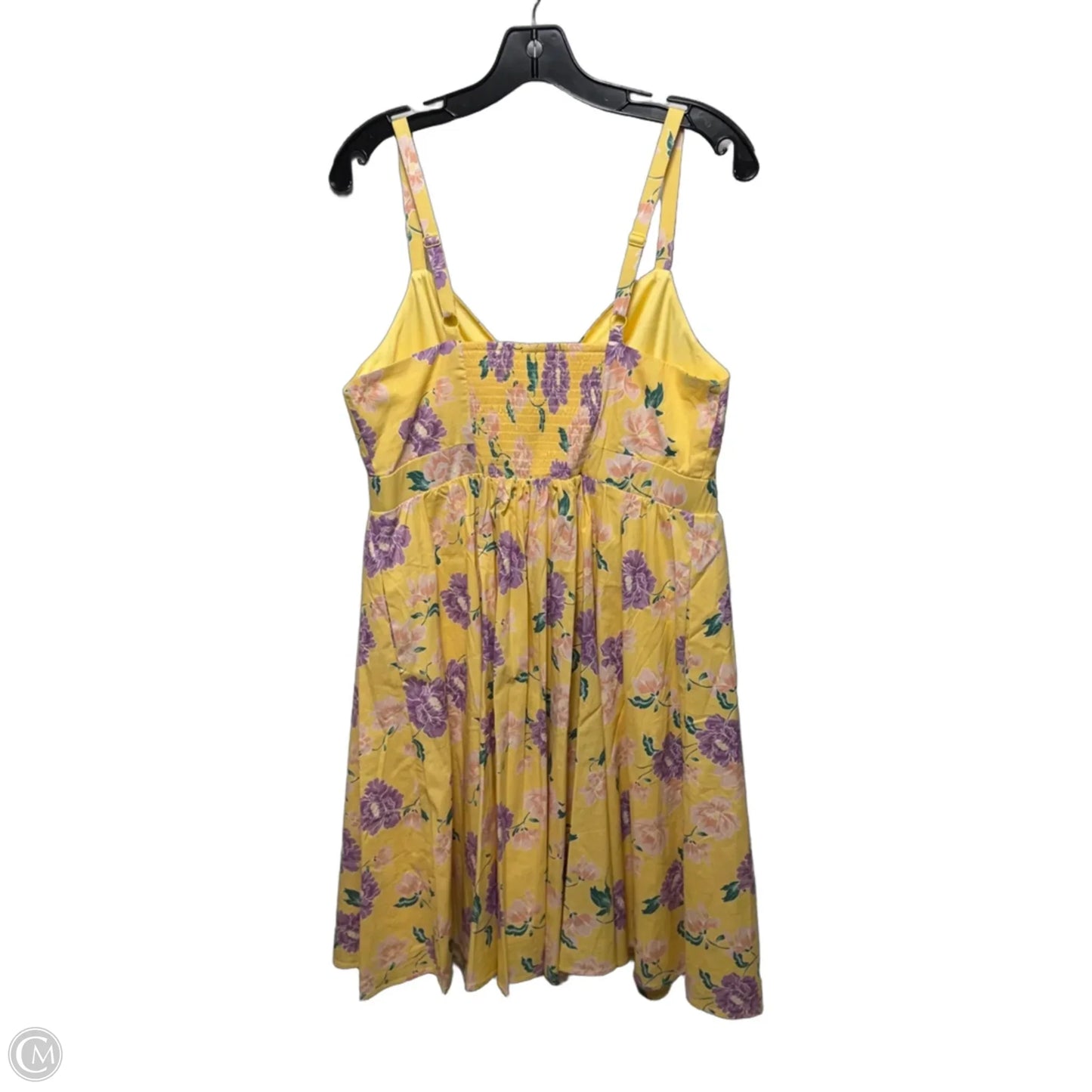 Sleeveless Poplin Tie Front Dress Casual Short By Torrid In Yellow Floral Print, Size: L