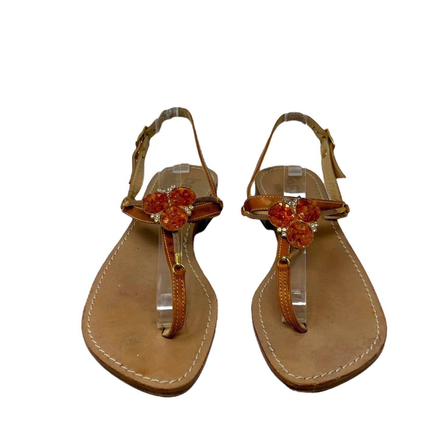 Crystal Embellished Thong Sandals Designer Ballin Italian Shoes, Size US 8/ IT 38