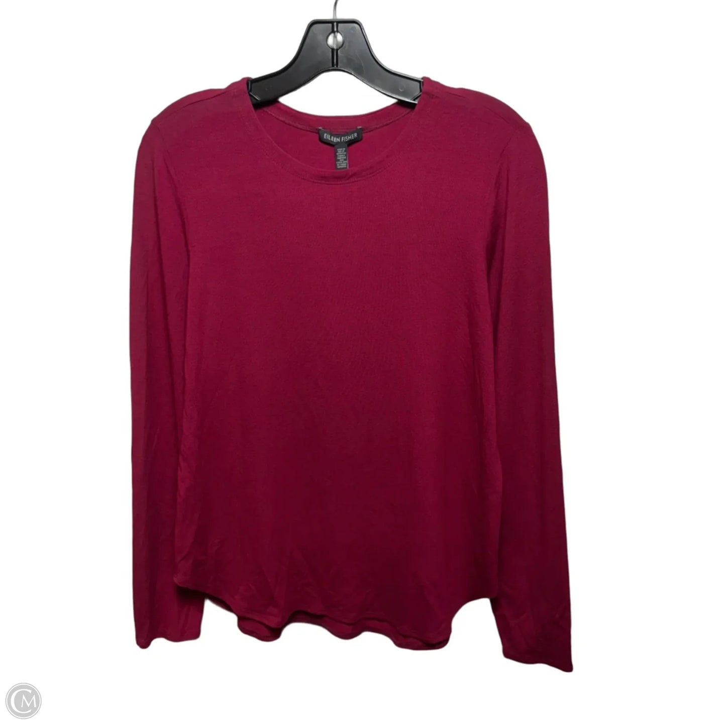 Viscose Jersey Crew Neck Top Long Sleeve Basic By Eileen Fisher In Maroon, Size: S