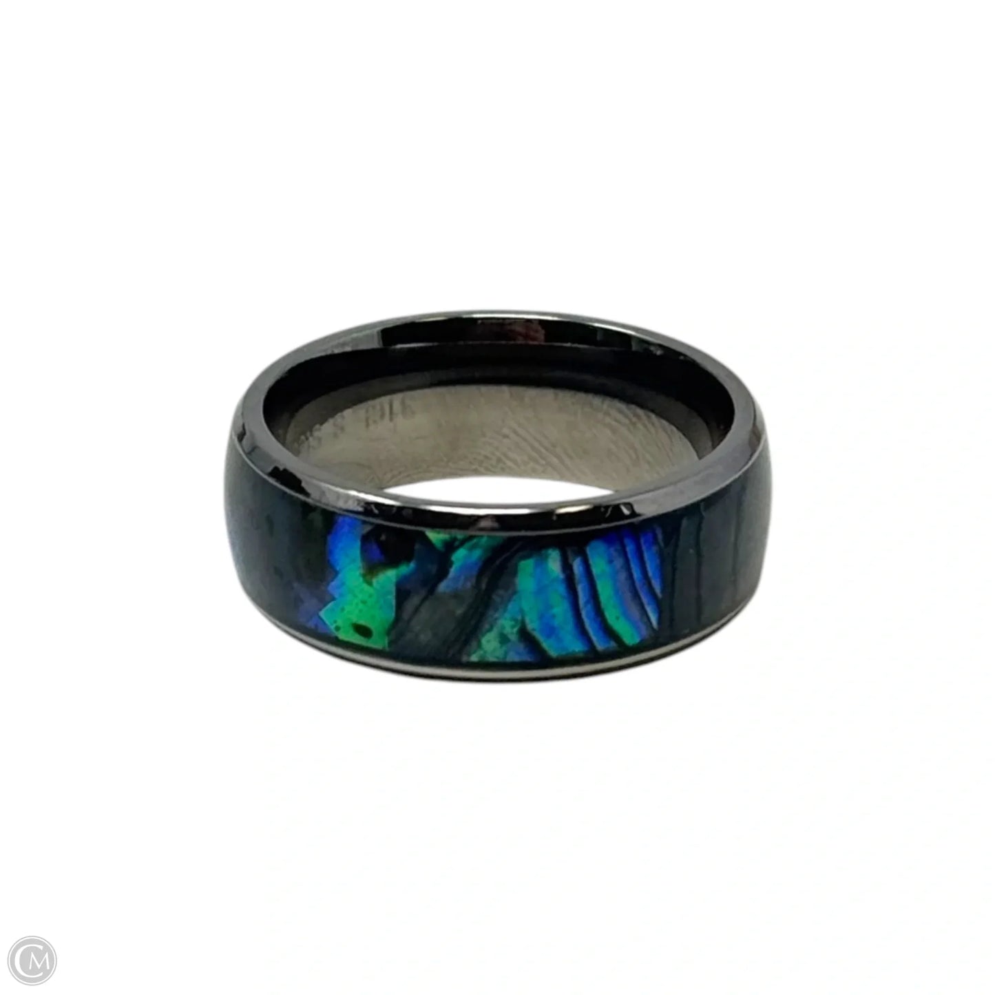Faux Shell Stainless Steel Band Ring, Size: 9