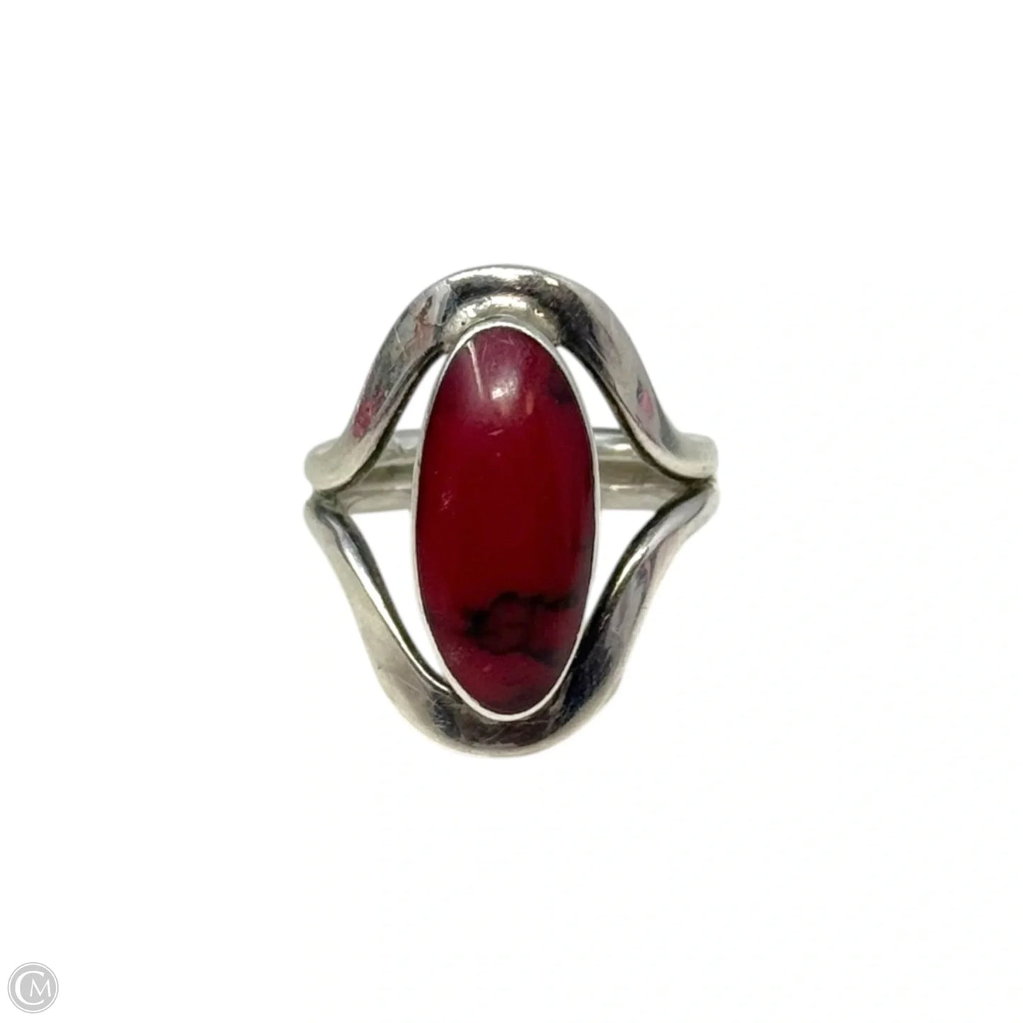 Red Stone Sterling Silver Statement Ring, Size: 8