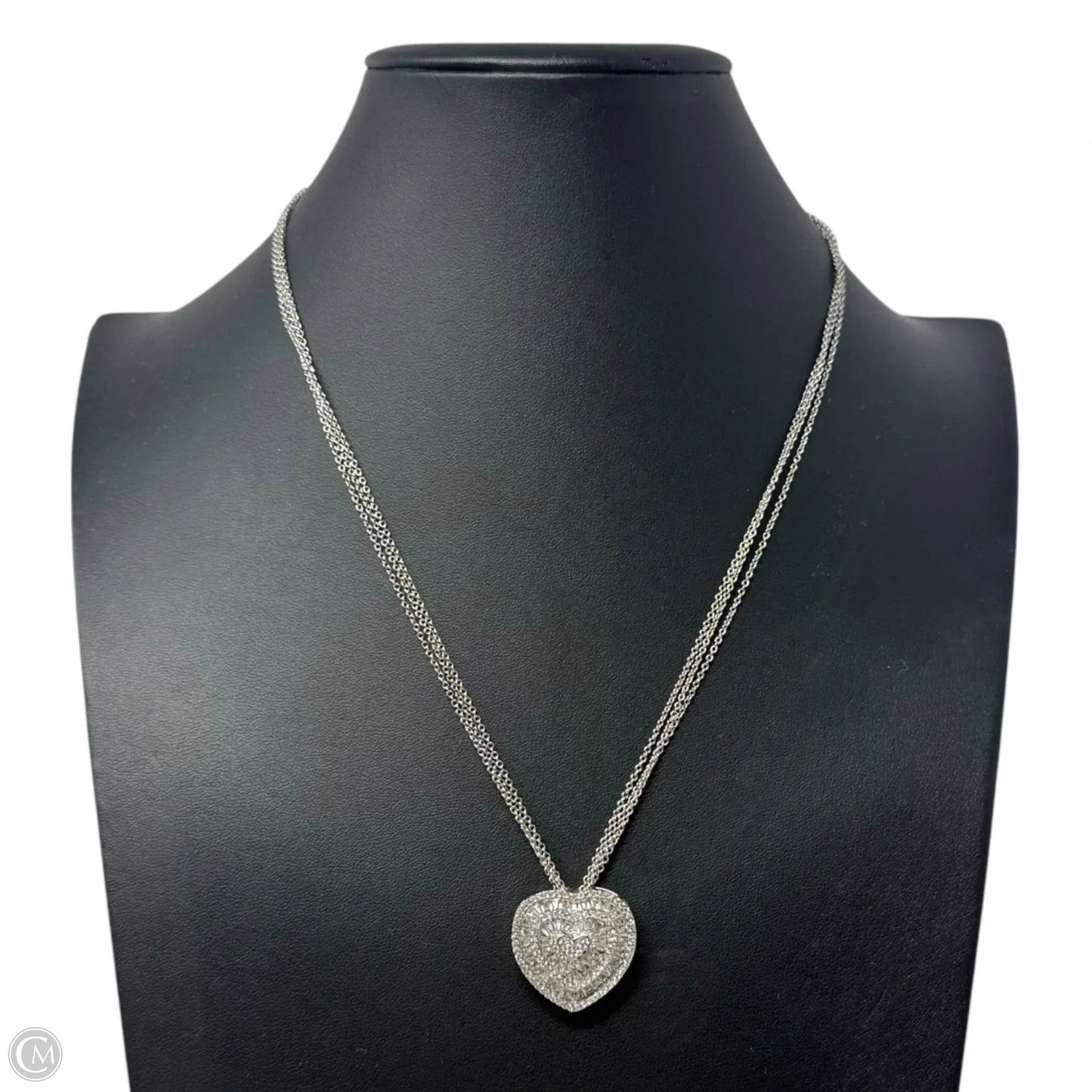 Heart Pendant on Three Strand Chain Necklace