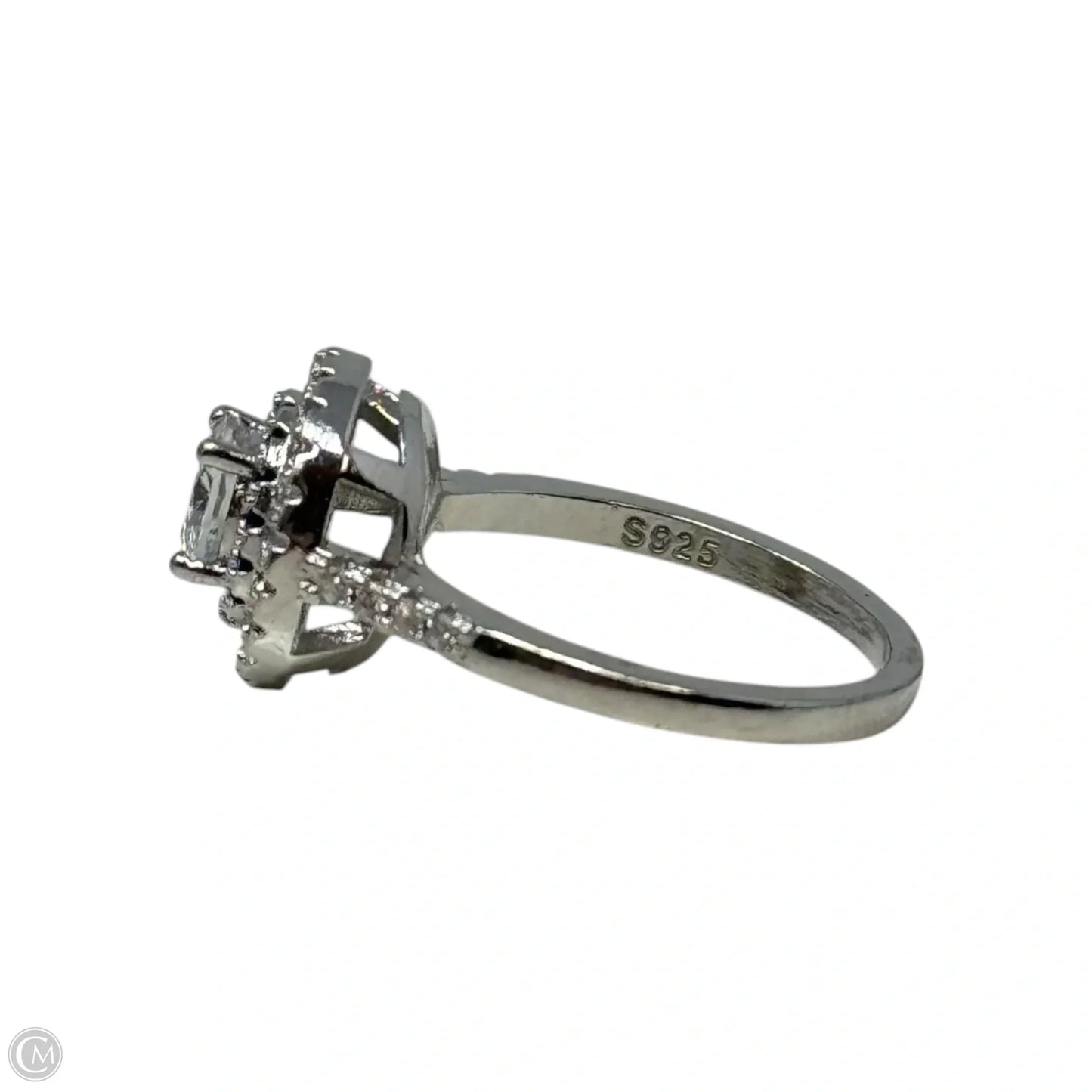 Double Halo Ring Sterling Silver, Size: 7