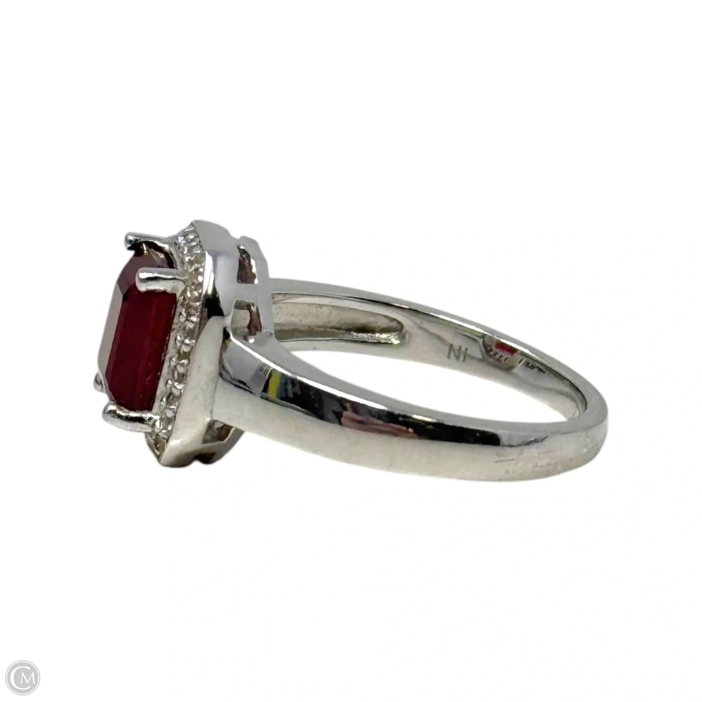 Faux Ruby Ring Sterling Silver Stamped QJ, Size: 7